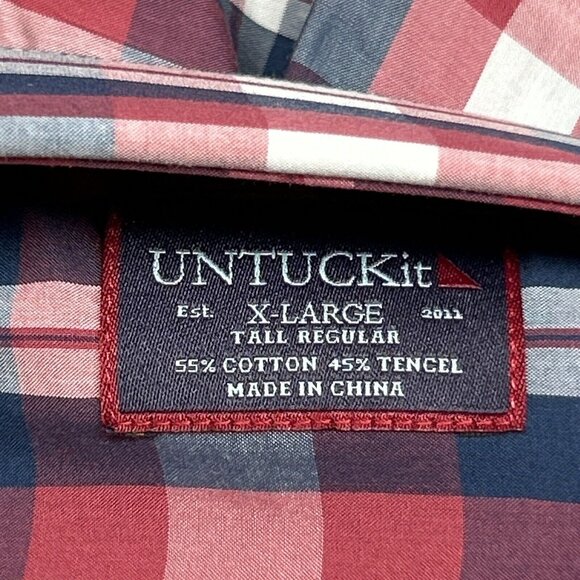 UNTUCKit Navarro Shirt Mens XLT Tall Red White Blue Button Up Long Sleeve New - Picture 9 of 11
